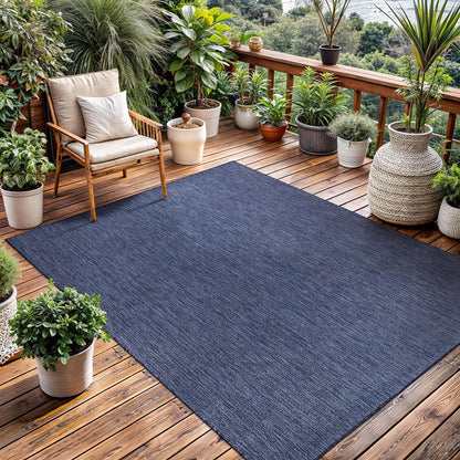 Washable Indoor Outdoor Rug 8x10 Weather Resistant Area Rugs Modern Solid for Porch Deck Balcony Backyard Patio Outside Carpet (8 X 10 Azure Blue)