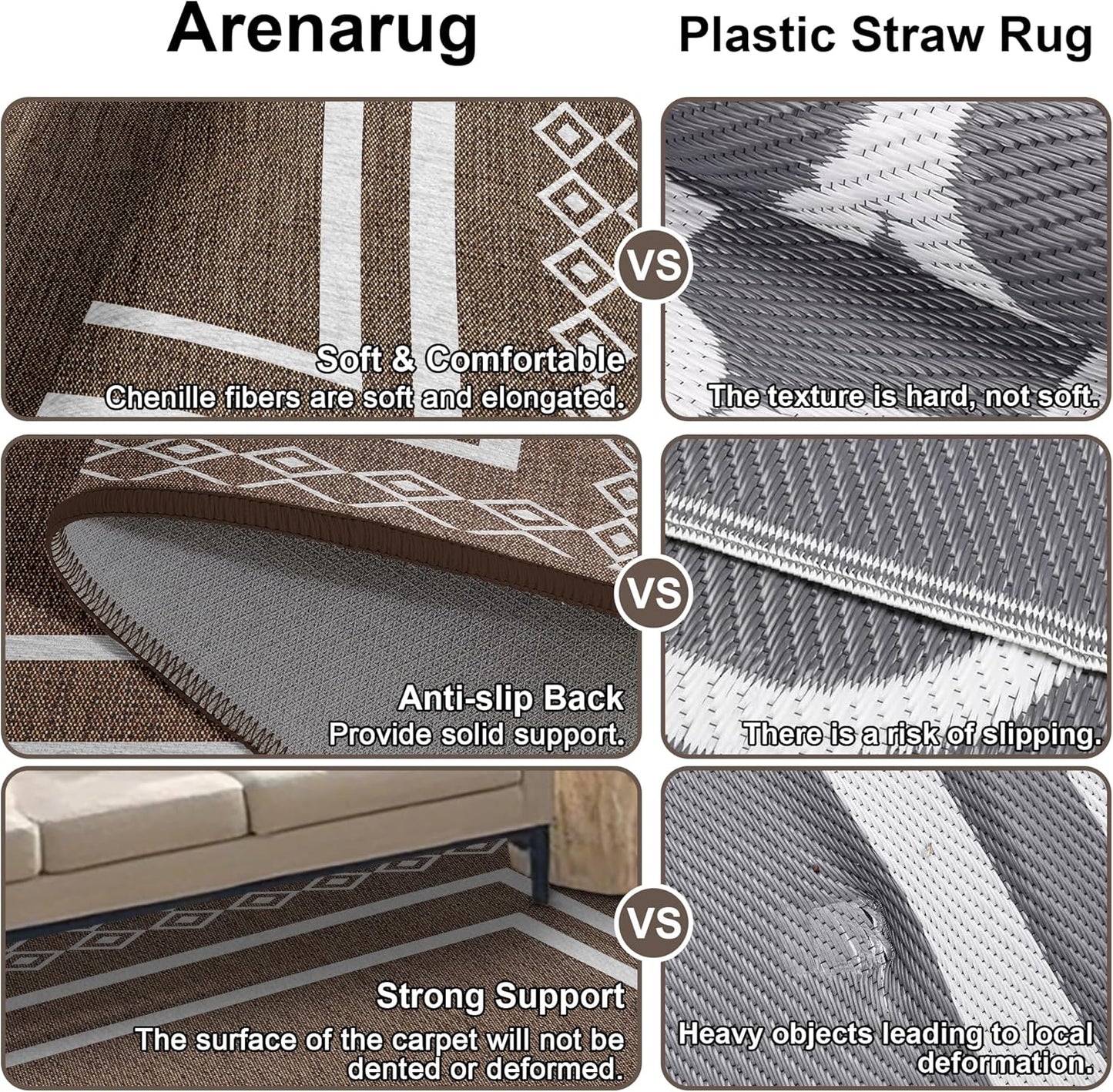 Outdoor Patio Rug, Outside Rectangular Carpet, Moroccan Geometric Rugs, Washable Large Indoor Outdoor Rug 6x9 Mats for RV, Picnic, Backyard, Deck, Balcony, Porch, Beach