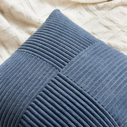 Fancy Homi 2 Packs Dusty Blue Lumbar Decorative Throw Pillow Covers 16x32 Inch for Couch Bed Sofa, Rustic Farmhouse Boho Home Decor, Soft Striped Corduroy Rectangle Accent Cushion Case 40x80 cm