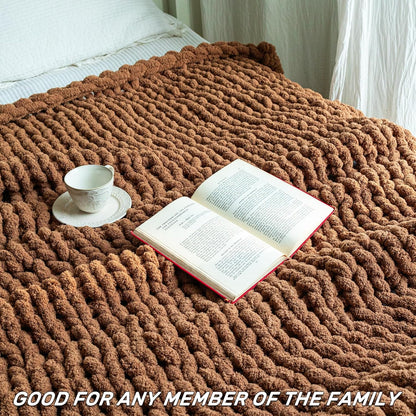 Chunky Knit Blanket - Luxury Soft Cozy 60 * 80 Throw Blanket,100% Woven Blanket Rope Knot Throw Blanket for Couch, Sofa, Home Decor, Gift - Machine Washable（Brown）