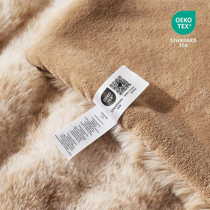 Cozy Bliss Faux Fur Throw Blanket for Couch, Fuzzy Soft Plush Thick Bubble Blanket for Sofa Bedroom Living Room, 60 * 80 Inches Tie-dye Beige
