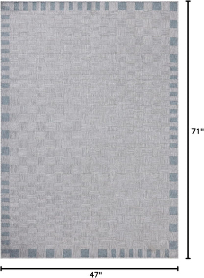 Loloi Amber Lewis Topanga Collection TOP-07 Silver/Blue 3'-11" x 5'-11" Indoor/Outdoor Accent Rug