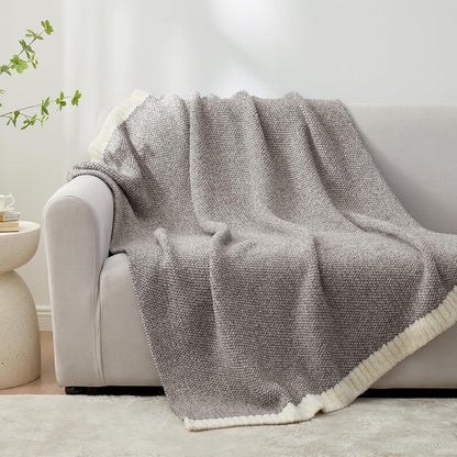 Snuggle Sac Grey Throw Blankets for Couch, Super Soft Warm Blankets Cozy Knit Fuzzy Plush Lightweight Throws for Sofa, Bed,Living Room, Dark Grey, 50x60 inches