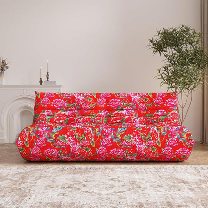 Big Bean Bag Chairs for Adults, 3 Seater Large Bean Bag Sofa, Fireside Chair Lazy Sofa Chair with High Density Comfortable Foam, Modern Bean Bag for Living Room, Bedroom, Office (Flower)