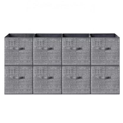 SONGMICS HOME Foldable Storage Cubes Set of 8, Fabric Shelf Organizer Bins with Handles, Closet