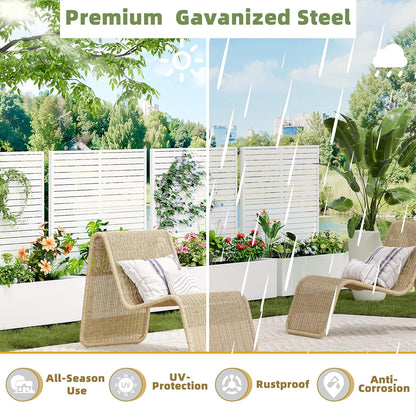 Casaphoria Metal Raised Garden Bed with Trellis and Wheels, 47"x47"x16" Planter Box for Climbing Plants, Vegetables & Vines, Features Drainage Holes and Privacy Screen (White-Louvered)