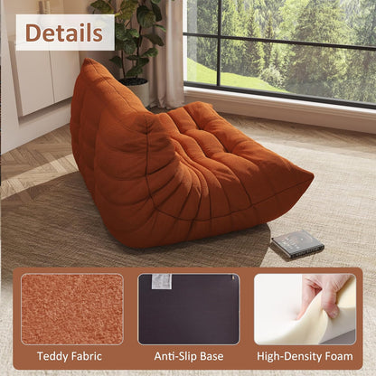 Bean Bag Chairs for Adults Giant Bean Bag Chair， 2 Seater with Memory Foam Filled Fireside Chair, Lazy Sofa Lounge Floor Sofa for Living Room, Bedroom, Office, No Assembly Required. (Orange)