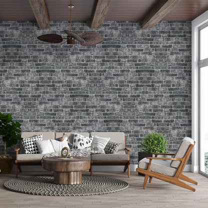 IZODEKOR 3D Wall Panels Brick Effect - Cladding, Stone Look, Styrofoam Facing for Living Room, Kitchen, Bathroom, Balcony, Bedroom and Back of Counter | Old Town (3 Piece Panel) | Covers 16 sq ft
