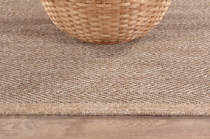 CAMILSON Easy Jute Round Rug 4ft Indoor Outdoor Natural Color Fiber Area Rugs for Living Room Patio and Kitchen Rug Herringbone Woven Design Easy-Cleaning Washable Outside Carpet Alfombras (4 Round)