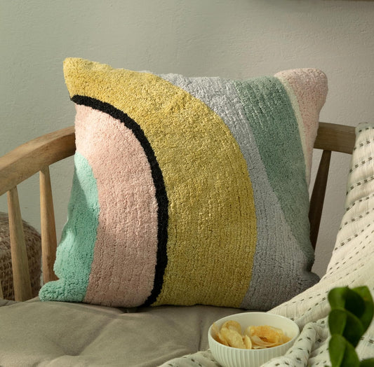 Tufted Boho Pillow Covers 18X18 Inch Throw Pillow Covers Decorative Cushion Cover Exquisitely Crafted with Hand-Finished Tuft Farmhouse Pillow Case for Couch Sofa Bed Living Room Bedroom