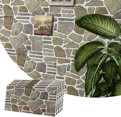 Dundee Deco 3D Wall Panels - Cladding, Grey Caramel White Stone Look Wall Paneling, Styrofoam Facing for Interior and Exterior Applications, DIY, Set of 5, Covers 27 sq ft