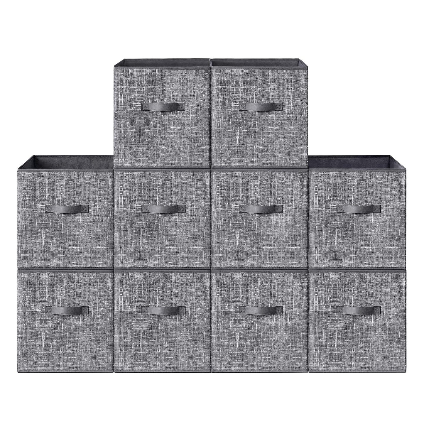 SONGMICS HOME Foldable Storage Cubes Set of 10, Fabric Shelf Organizer Bins with Handles, Closet