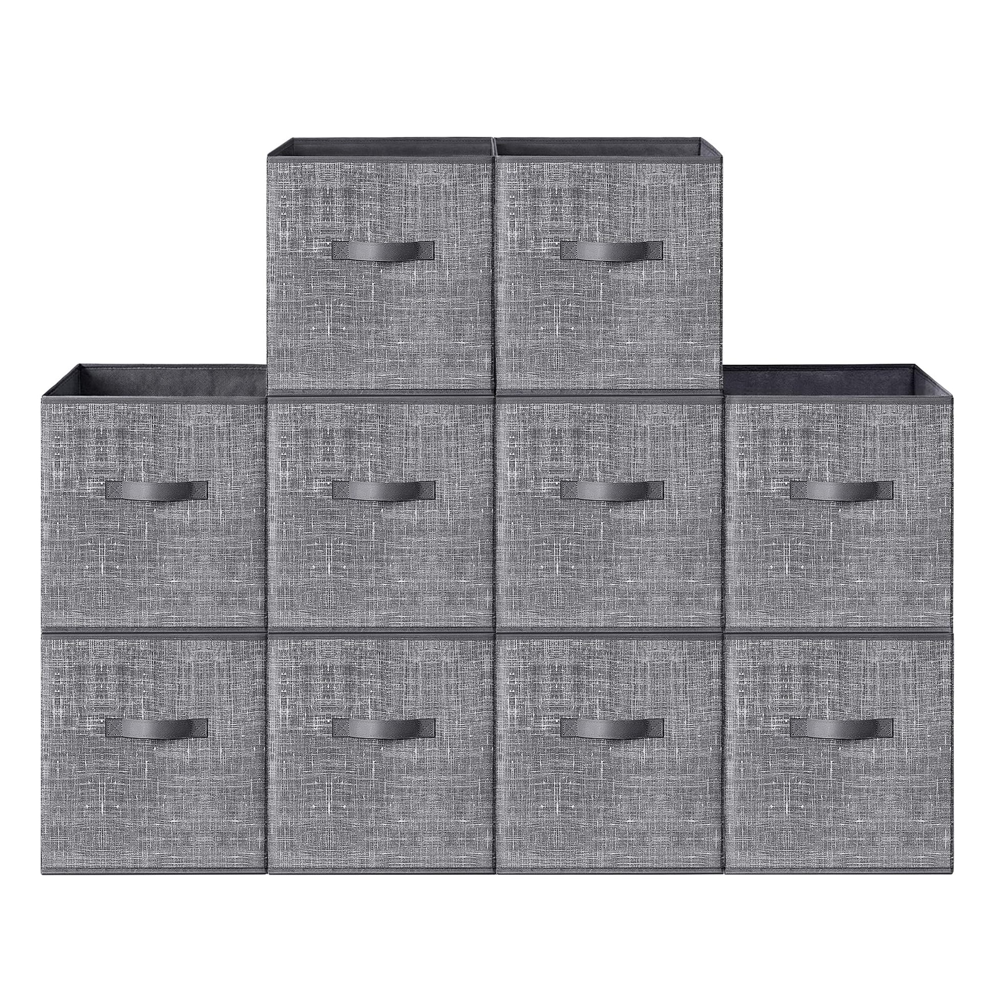 SONGMICS HOME Foldable Storage Cubes Set of 10, Fabric Shelf Organizer Bins with Handles, Closet