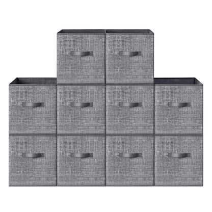 SONGMICS HOME Foldable Storage Cubes Set of 10, Fabric Shelf Organizer Bins with Handles, Closet