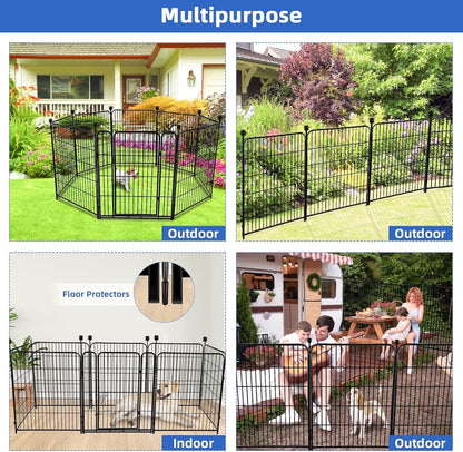 ADAVIN Garden Fence 32 in(H) x 35.4 ft(L) 16 Panels for Camping, Black Heavy Duty Iron Metal Animal Barrier Fence, Rabbit Fence for Yard, Indoor Dog Playpen, Temporary Flower Bed Fencing Border,Black