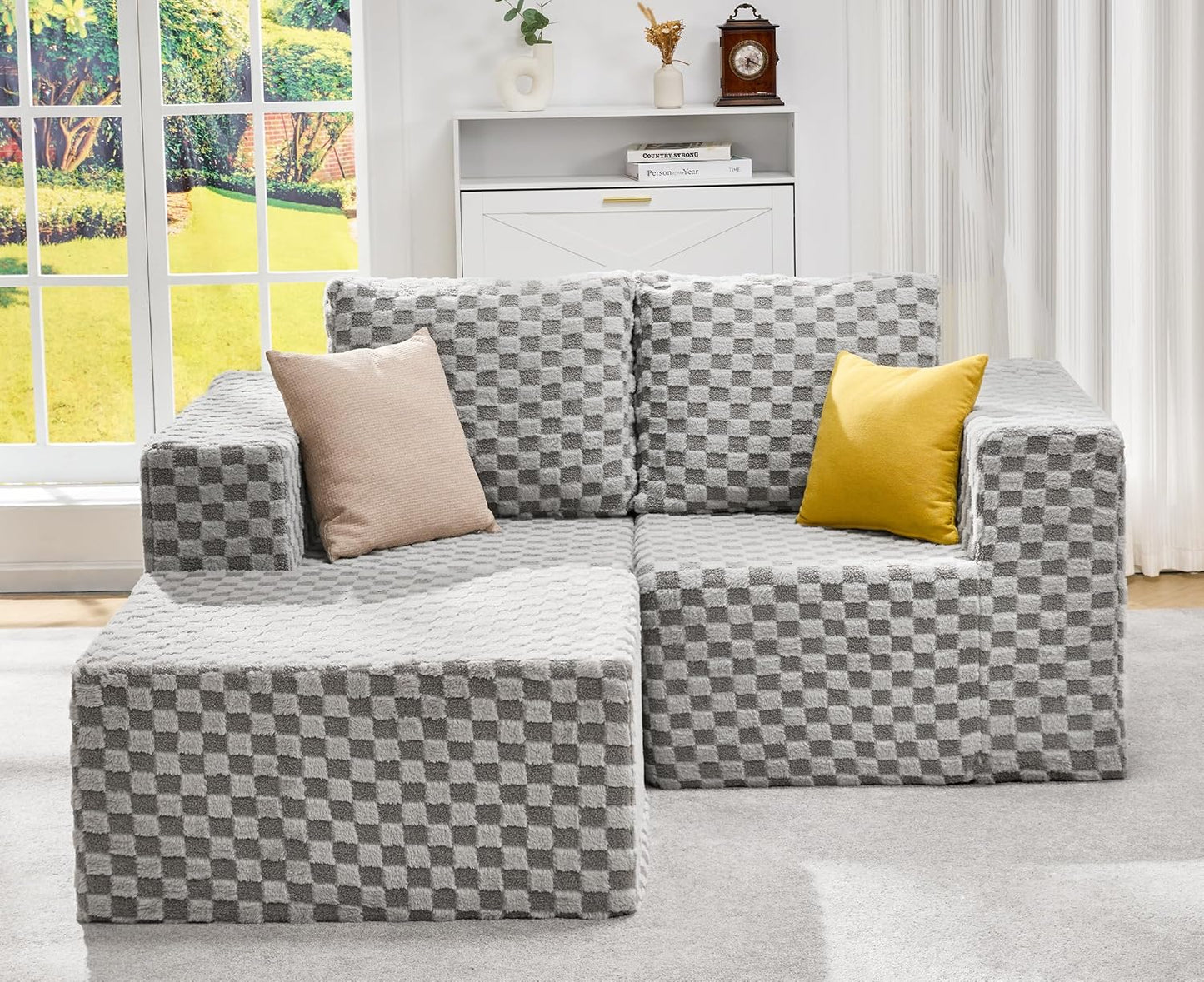 Hobestluk Modular Sectional Sofa 3 Seater Modular Sofa Couch (Plush Grey, Loveseat with Chaise)