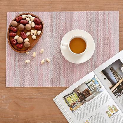 Leetaltree Misty Rose Placemats Set of 6 - Heat Resistant Non-Slip Place mats for Dining Table, Washable Durable PVC Vinyl Woven Table Mats（Misty Rose, 6）