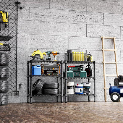 750 lbs 3 Tier Shelf Metal Storage Shelves Wire Rack Closet Organizers for Garage Kitchen Bathroom Laundry Black 11.8" D x 25.6" W x 31.5" H