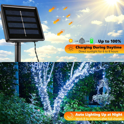 Joomer Solar Christmas Lights Outdoor, 2 Pack Total 144FT 400 LED 8 Modes Waterproof Solar Christmas Lights for Christmas Decoration (White)