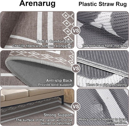 Outdoor Patio Rug, Outside Rectangular Carpet, Moroccan Geometric Rugs, Washable Large Indoor Outdoor Rug Mats for RV, Picnic, Backyard, Deck, Balcony, Porch, Beach 5'x8'