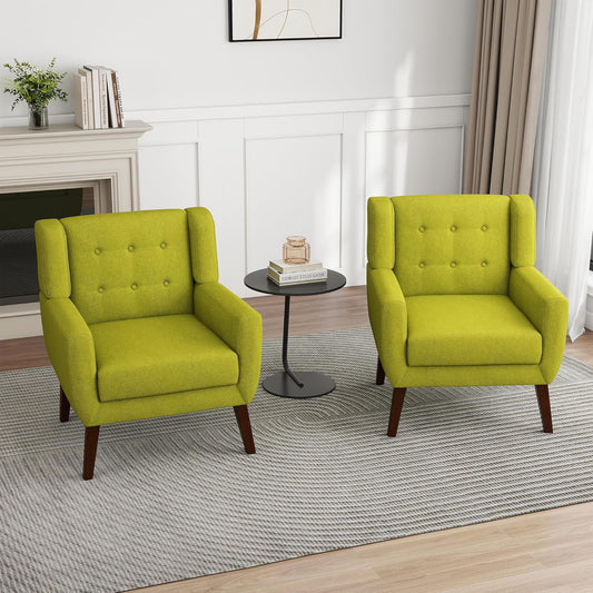 UIXE Accent Chairs Set of 2, Modern Upholstered Arm Chair, Mid-Century Club Armchair Comfy Single