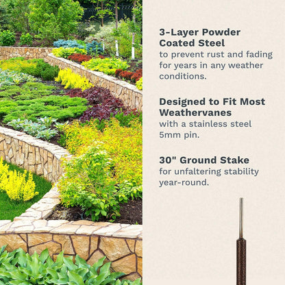 EZ Vane Steel Birdhouse Weathervane 80” Height, Includes Metal Garden Mount, Wind Cups & Brackets | Hand-Crafted and Family-Owned, Made in The USA with Triple Powder Coating, Limited