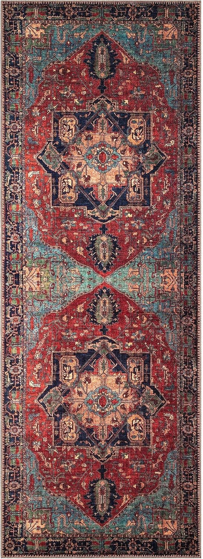 Keen Home Design 2x10 Rug - Machine Washable Runner Rug with Non-Slip Backing, Ideal for Hallway, Entryway, Kitchen, Laundry Room - Vintage, Easy Clean, Durable, Low Pile - (2'6" x 10')