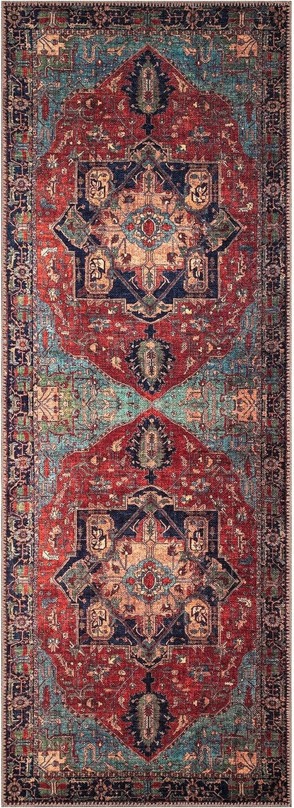 Keen Home Design 2x7 Rug - Machine Washable Runner Rug with Non-Slip Backing, Ideal for Hallway, Entryway, Kitchen, Laundry Room - Vintage, Easy Clean, Durable, Low Pile Rug - (2'6" x 7')