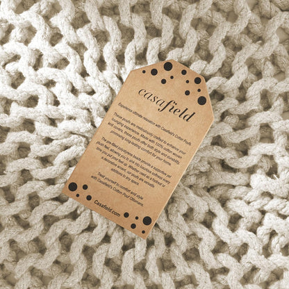 Casafield Round Pouf Ottoman, Natural - 20" Diameter x 14.5" High Cotton Knit Foot Stool - Boho Floor Pouffe for Living Room, Bedroom, Home Office