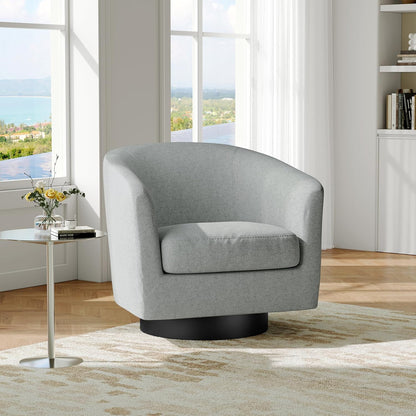 Swivel Barrel Accent Chair, Modern Round Chenille Fabric Arm Chair for Living Room, Bedroom, Comfy Club Reading Chairs for Adults（Chenille Fabric, Light Grey, Set of 1
