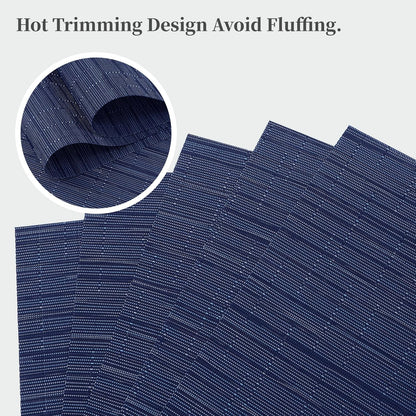 Leetaltree Blue Placemats Set of 6 - Heat Resistant Non-Slip Place mats for Dining Table, Washable Durable PVC Vinyl Woven Table Mats（Blue, 6）