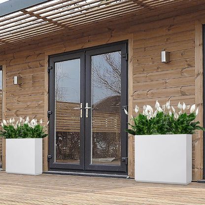 Metallic Heavy Planter for Outdoor Plants, 38Lx10Wx30H Inches Tall and Long Metal Divider Planter Box with for Outside & Indoor, Seamless (White)