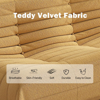 Bean Bag Chair, Loveseat Fireside Chair Bean Bag Sofa Large Bean Bag Chair for Adults, 2 Seater Bean Bag Chairs for Teens with High Density Comfortable Foam, Bean Bag for Living Room, Bedroom (Yellow)