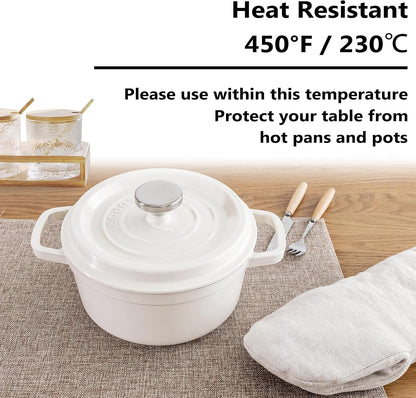 Home Brilliant Fabric Cotton Placemats Set of 6 Heat Resistant Dining Table Place Mats Kitchen Table Mats, Natural Linen