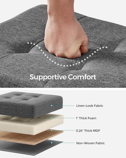 SONGMICS Storage Ottoman, Small Ottoman Foot Rest with Legs, 12.6 x 15.8 x 13.2 Inches Foot Stool, Load up to 660 lb, for Living Room, Bedroom, Dorm, Slate Gray ULSF012G01