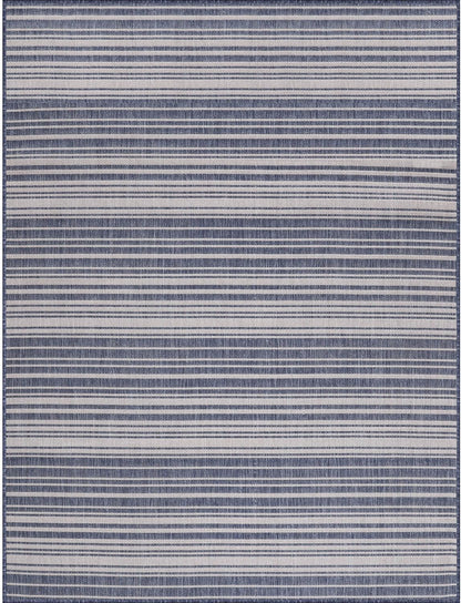 Stripe Outdoor Rug 5x7 Washable Outside Carpet for Indoor Patio Porch Waterproof Easy Cleaning Non Shedding Area Rugs Blue 5 x 7