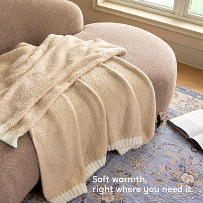 Joiedomi Twin Blanket for Couch Bed, Light Camel Knitted Blankets Gifts for Women Mom Girls, Cozy Cute Soft Throw Home Room Decor Aesthetic for Women Mothers Birthday Gifts 60x80 Inches