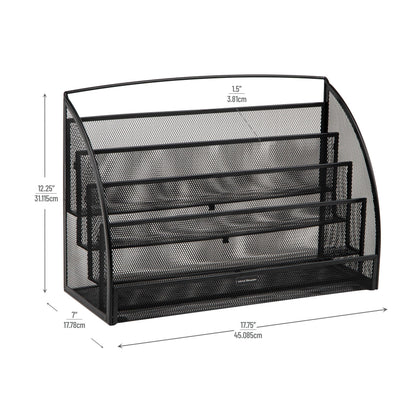 Mind Reader 4-Tier Mail Sorter, Desktop Organizer, File Storage, Magazine, Office, Metal Mesh