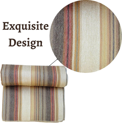 Alpaca Wool Throw Blanket | Super Soft, Lightweight, Breathable and Hypoallergenic | Non-Itchy or Scratchy (Beige Brown Varicolored, Queen (U.S. Standard))