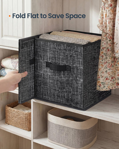SONGMICS HOME Foldable Storage Cubes Set of 8, Fabric Shelf Organizer Bins with Handles, Closet