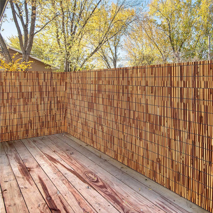 Natural Reed Fencing Rolls,6.5FT X 9.8FT Reed Screen Curtain Fence Covering Privacy Bamboo for Outdoor Backyard Patio（Brown）