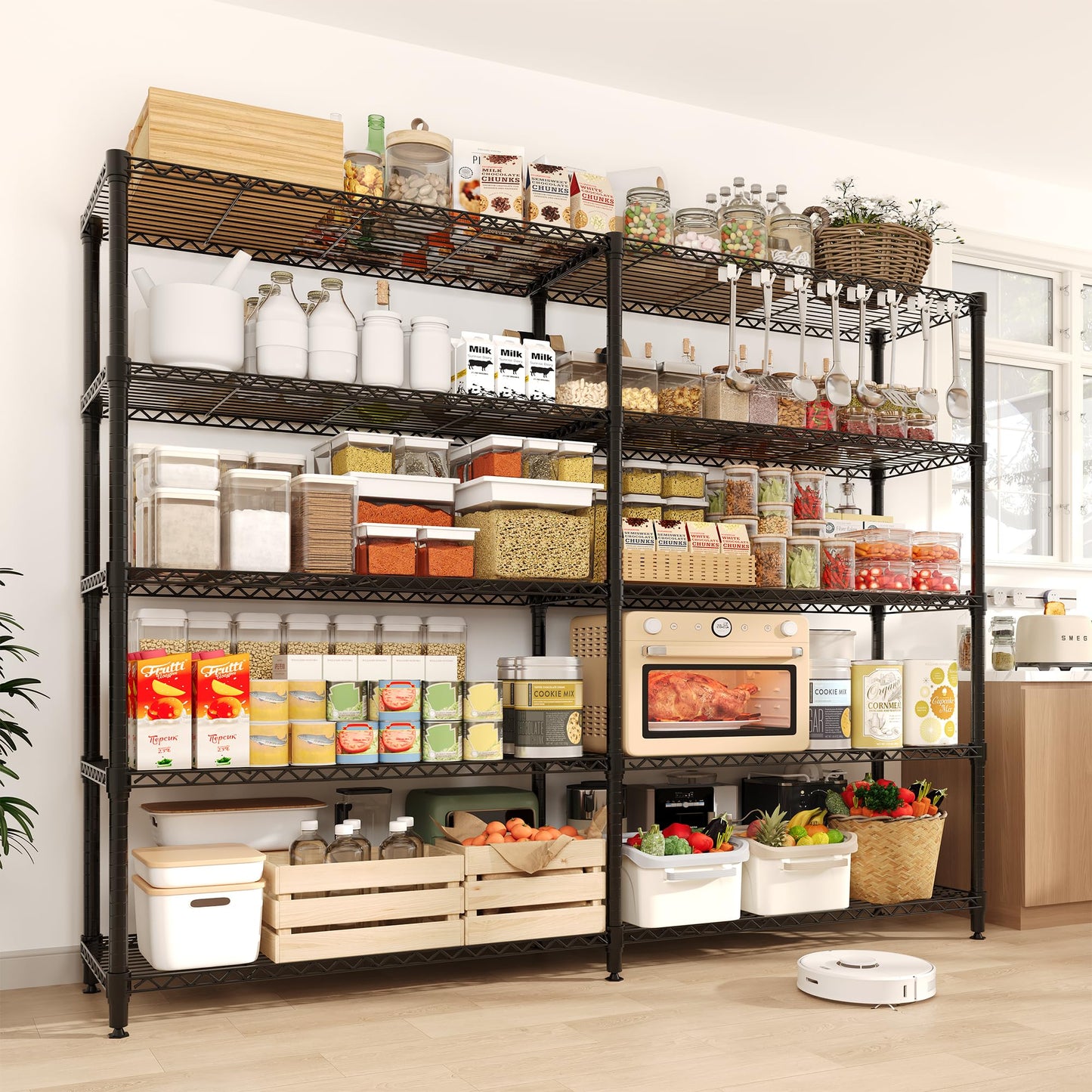 PeacefulHues 5-Tier Storage Shelves Heavy Duty Wire Shelving Unit, 70" H Metal Shelving Pantry