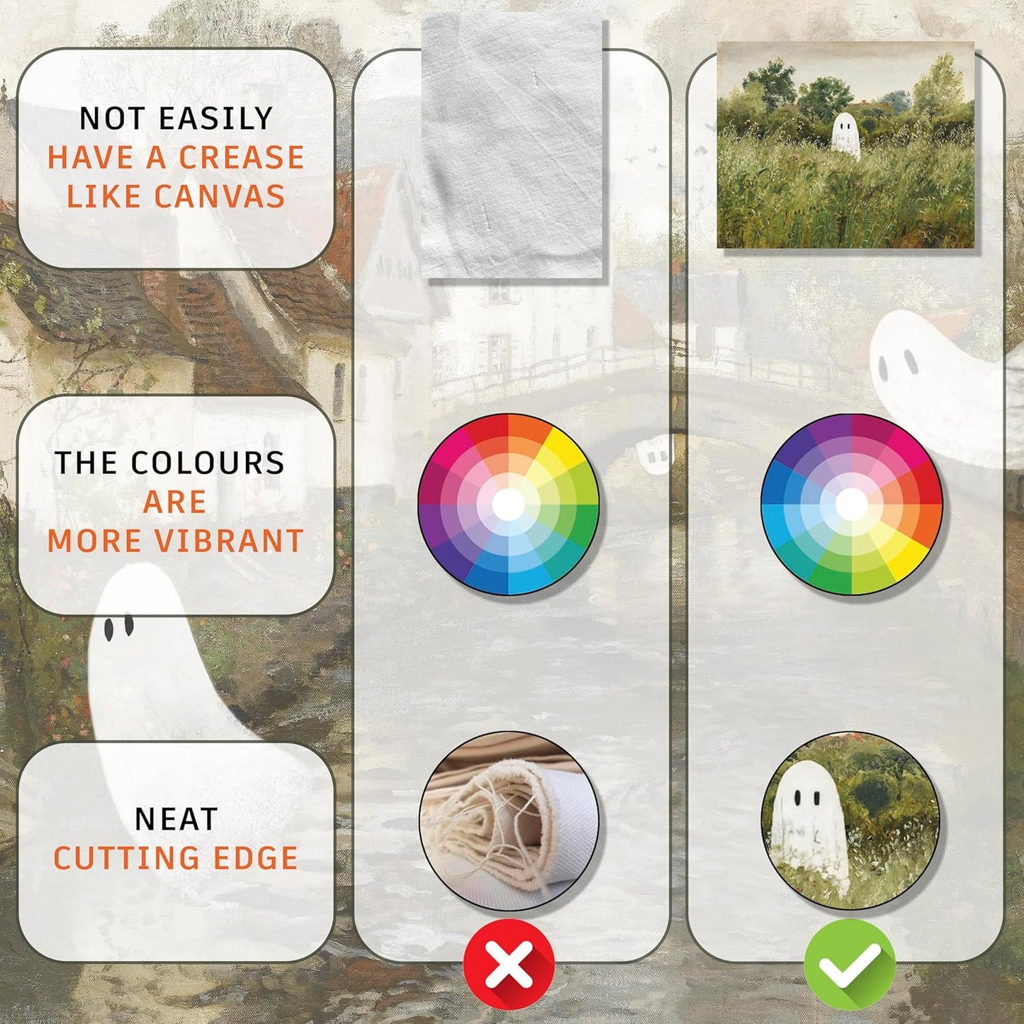 LANCHI95 6 Pcs 8x10 In Halloween Wall Art Prints, Vintage Witch Posters, Cute Ghost Pictures for Bedroom Decor (UNFRAMED)