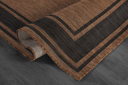 Beverly Rug Outdoor Rug 6x9 Modern Bordered Area Rugs for Indoor and Outdoor Patio Deck Porch Garden Waterproof Weather Sun Resistant Washable Outside Carpet (6 x 9 Gold)