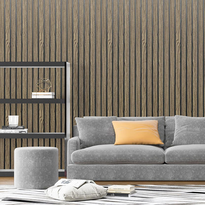 Art3d 4-Pack Glue-On Six-Grid Wainscoting Panel for Interior Wall Decor - 104 x 12 Inch Polystyrene Ultralight Slim Slat Wall Panels for Living Room Bedroom, Walnut