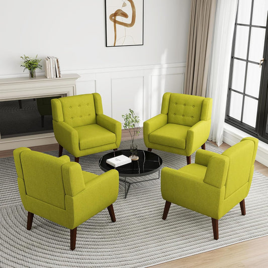 UIXE Accent Chair, Modern Upholstered Armchair in Fabric for Living Room, Comfy Club Arm Chairs
