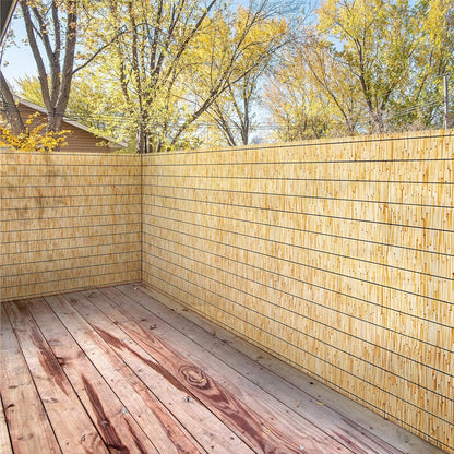 Natural Reed Fencing Rolls,5.5FT X 16.4FT Reed Screen Curtain Fence Covering Privacy Bamboo for Outdoor Backyard Patio（Yellow）