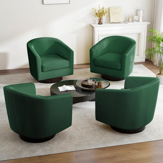Swivel Barrel Accent Chair, Modern Round Corduroy Fabric Arm Chair for Living Room, Bedroom, Comfy