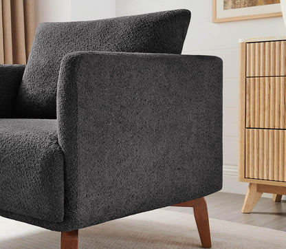 Oversized Accent Chair Modern Boucle Armchair for Living Room Sets of 2 - 37" Wide & Cozy Reading Chair with Solid Wood Legs, Dark Gray Upholstered Lounge Chair for Bedroom & Office (Easy Assembly)