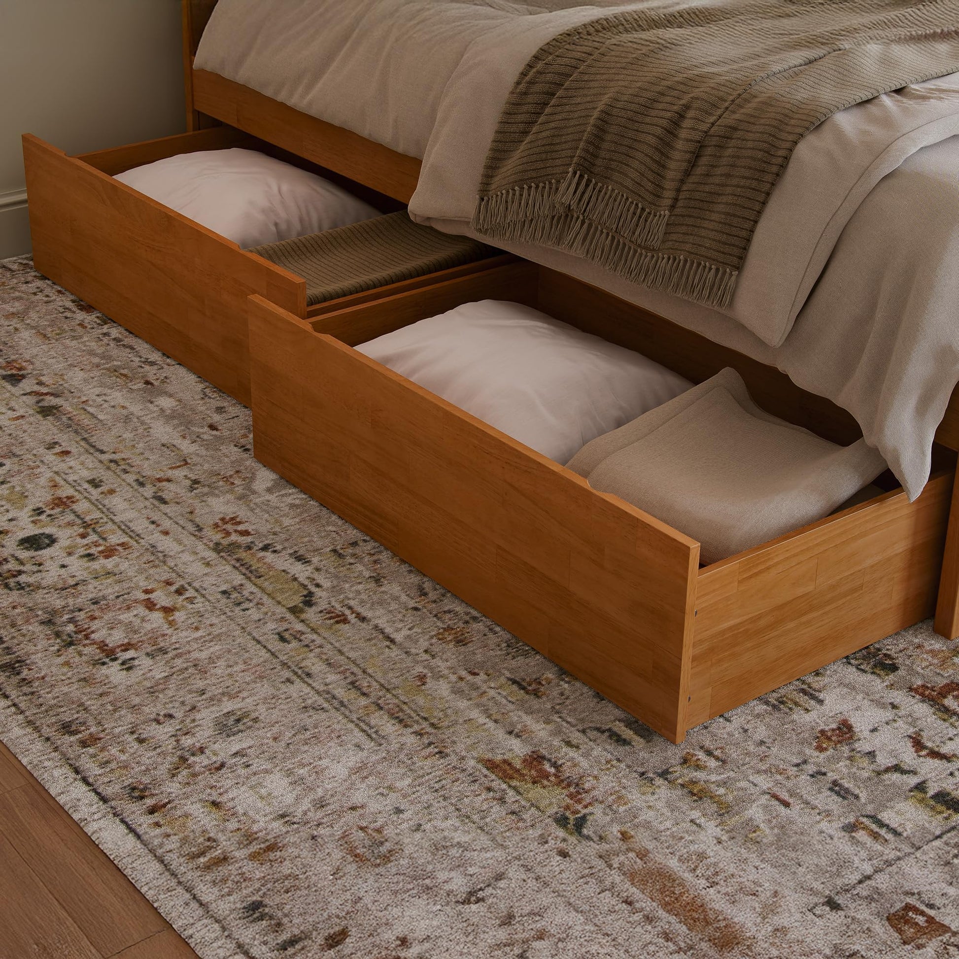 AFI Queen/King/Twin XL Under Bed Storage Drawers (Set of 2), Light Toffee